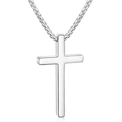 APSVO Black Cross Necklaces for Men Boys Stainless Steel Cross Pendant Chain Catholic Religious Christian Birthday Jewelry Gifts Ideas Dad Husband Son Tween Preteen Boyfriend Teen Teenage Kids Age