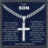 Silver Cross Necklaces for Men Boys to My Son Gifts from Dad Mom 316L Stainless Steel Cross Pendant Chain Catholic Religious Christian Birthday Jewelry Gifts Ideas Teen Tween Son Preteen Kids Age