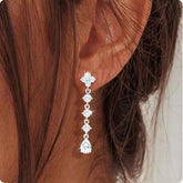 APSVO 18K White Gold Plated Drop Earrings for Women S925 Sterling Silver Post Hypoallergenic Dangle Earrings Wedding Birthday Mothers Day Jewelry Gifts Teen Mom Bride Bridesmaid Girlfriend Wife Age
