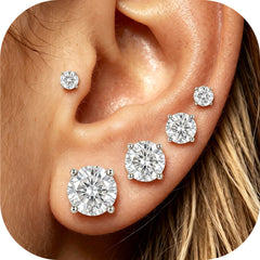 LUNVKY 5 Pairs 18K White Gold Plated Halo Stud Earrings for Women CZ Cartilage Hypoallergenic S925 Sterling Silver Post Earring Sets Birthday Graduation Mothers Day Jewelry Gifts Teen Her Wife Mom