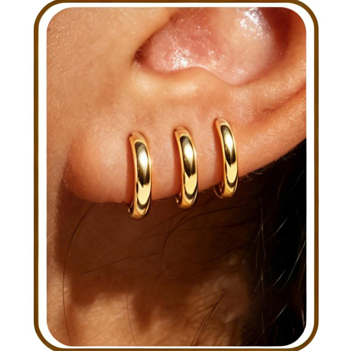 LUNVKY 3 Pairs 18K Gold Plated Hoop Earrings for Women Small Huggie Cartilage Post Hypoallergenic Earrings Set for Multiple Piercing Birthday Graduation Jewelry Gifts Teen Her Mom Wife Adults Ideas