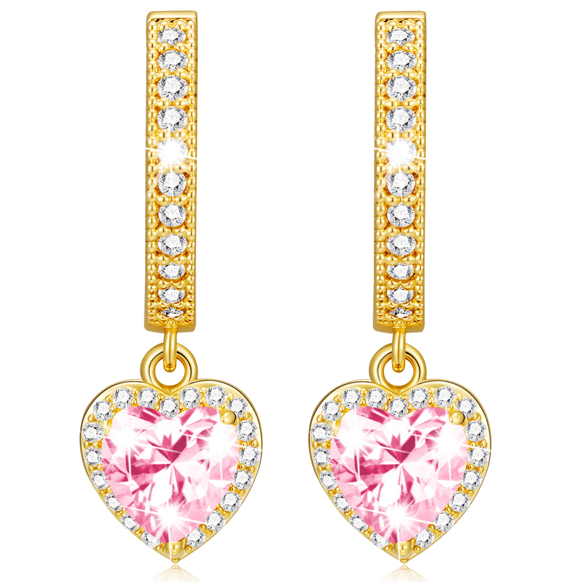 October Love Heart Birthstone Earrings-G