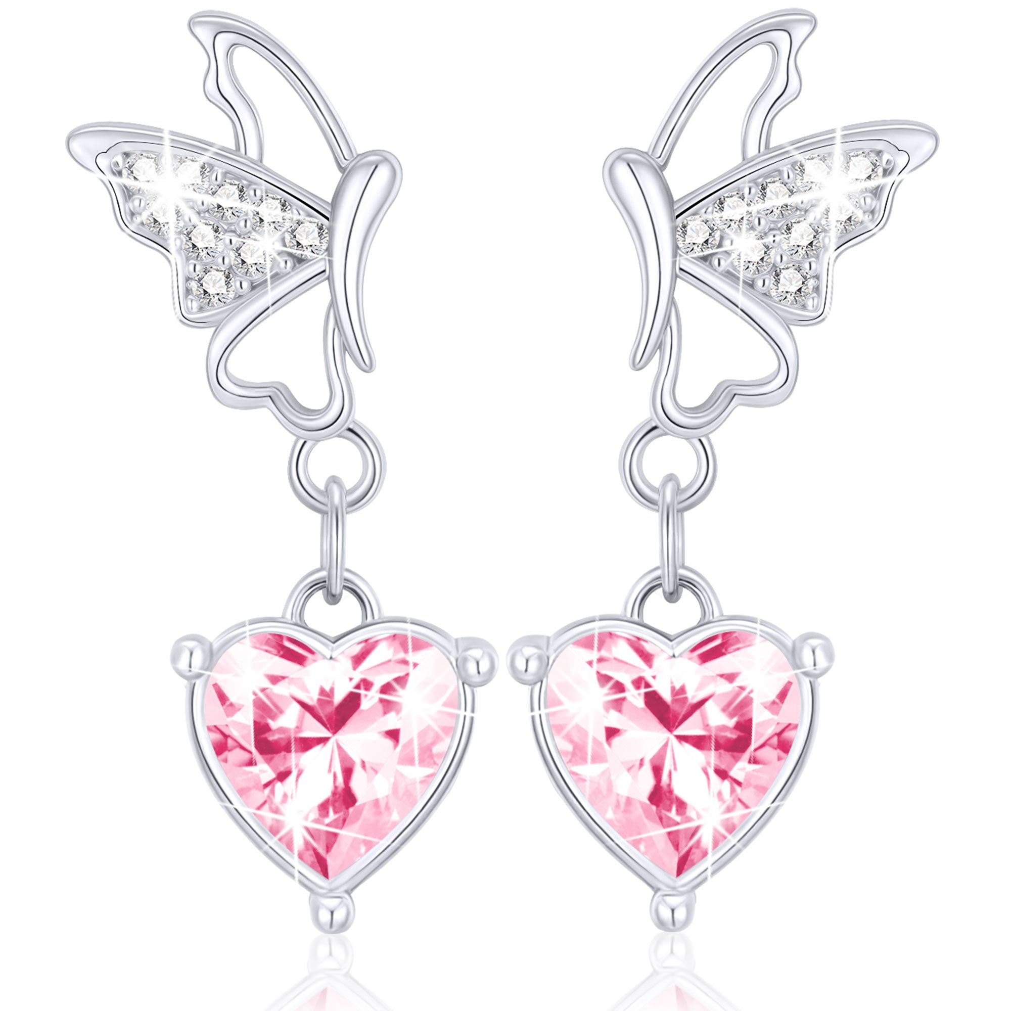 October Butterfly Heart Earrings-S