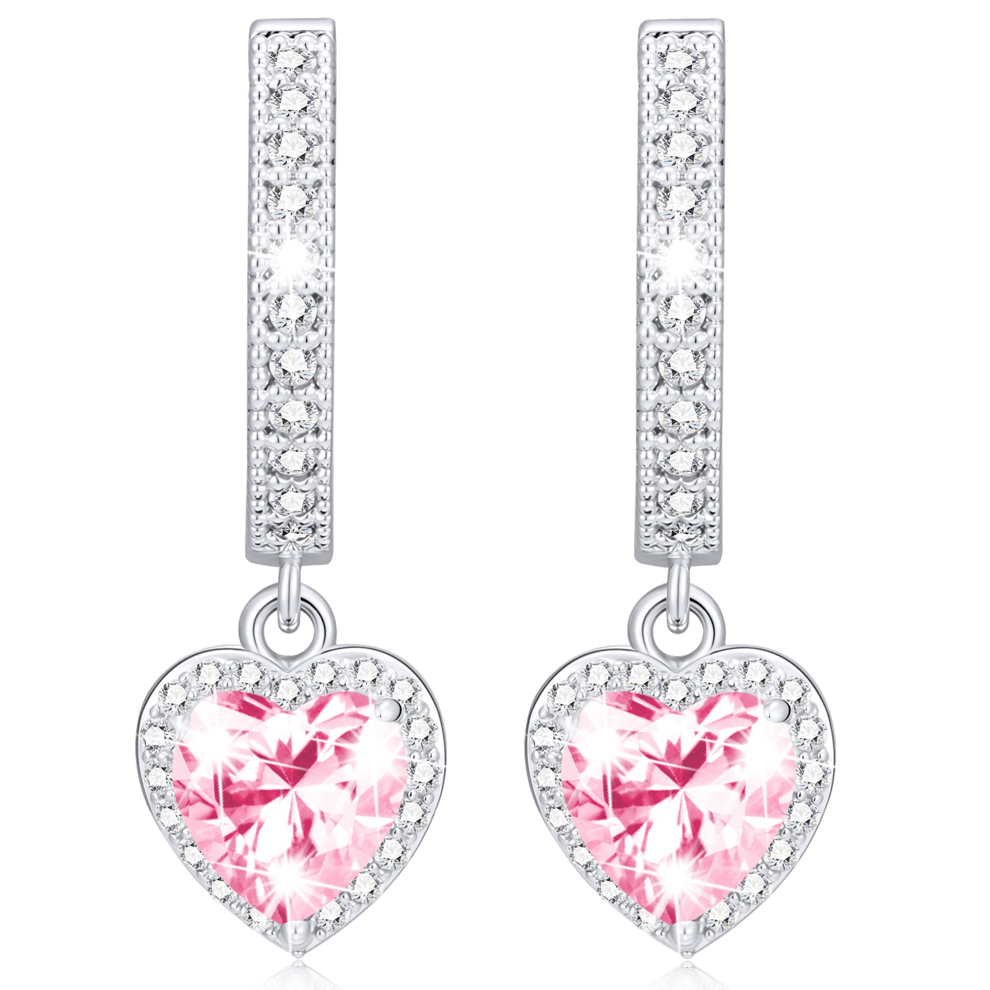October Love Heart Birthstone Earrings-S
