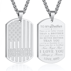 APSVO Black Dog Tag Necklaces for Men Boys to My Brother Gifts from Brother American Flag Pendant Chain Religious Birthday Christmas Jewelry Gifts Teen Tween Preteen Adults Stocking Stuffers for Kids