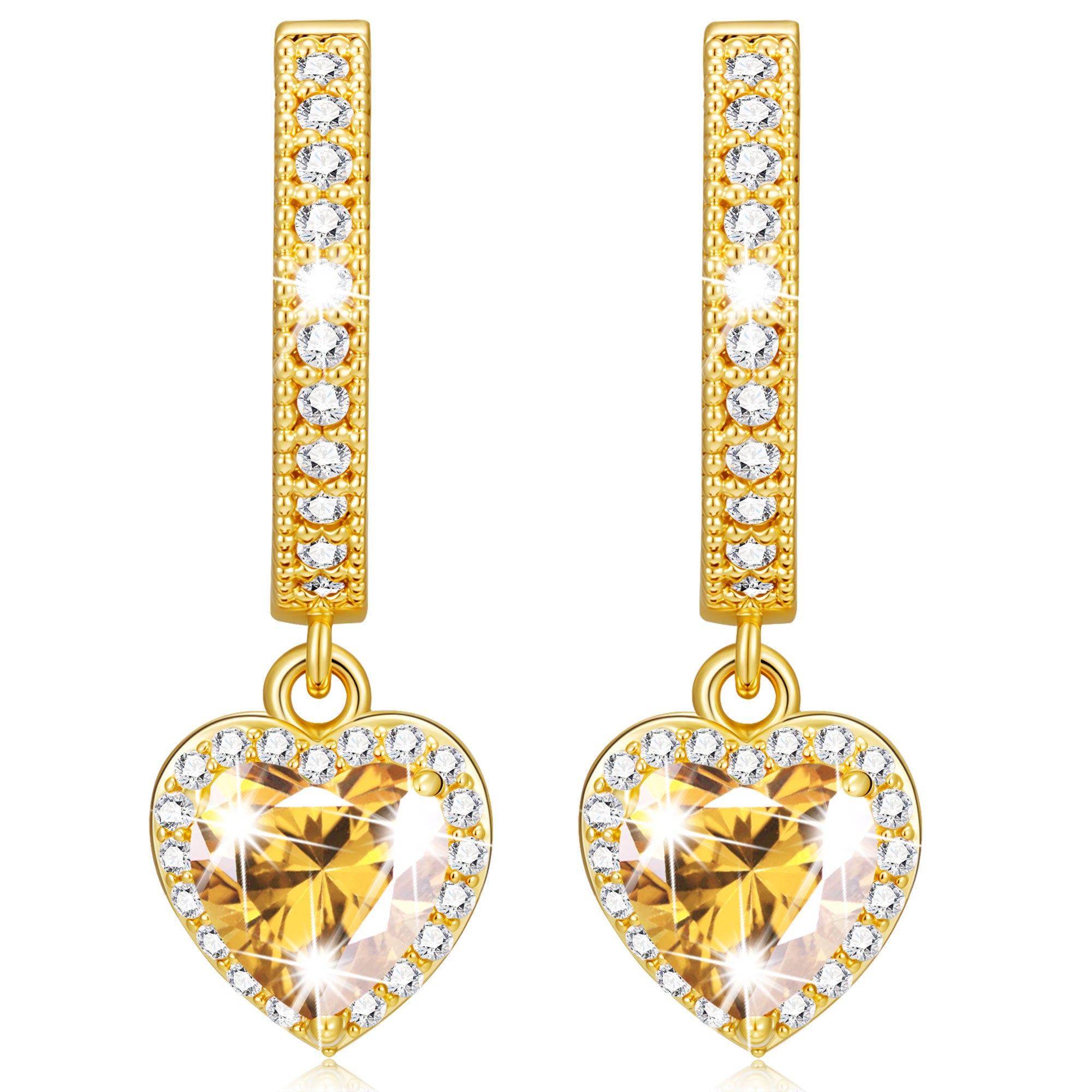 November Love Heart Birthstone Earrings-G