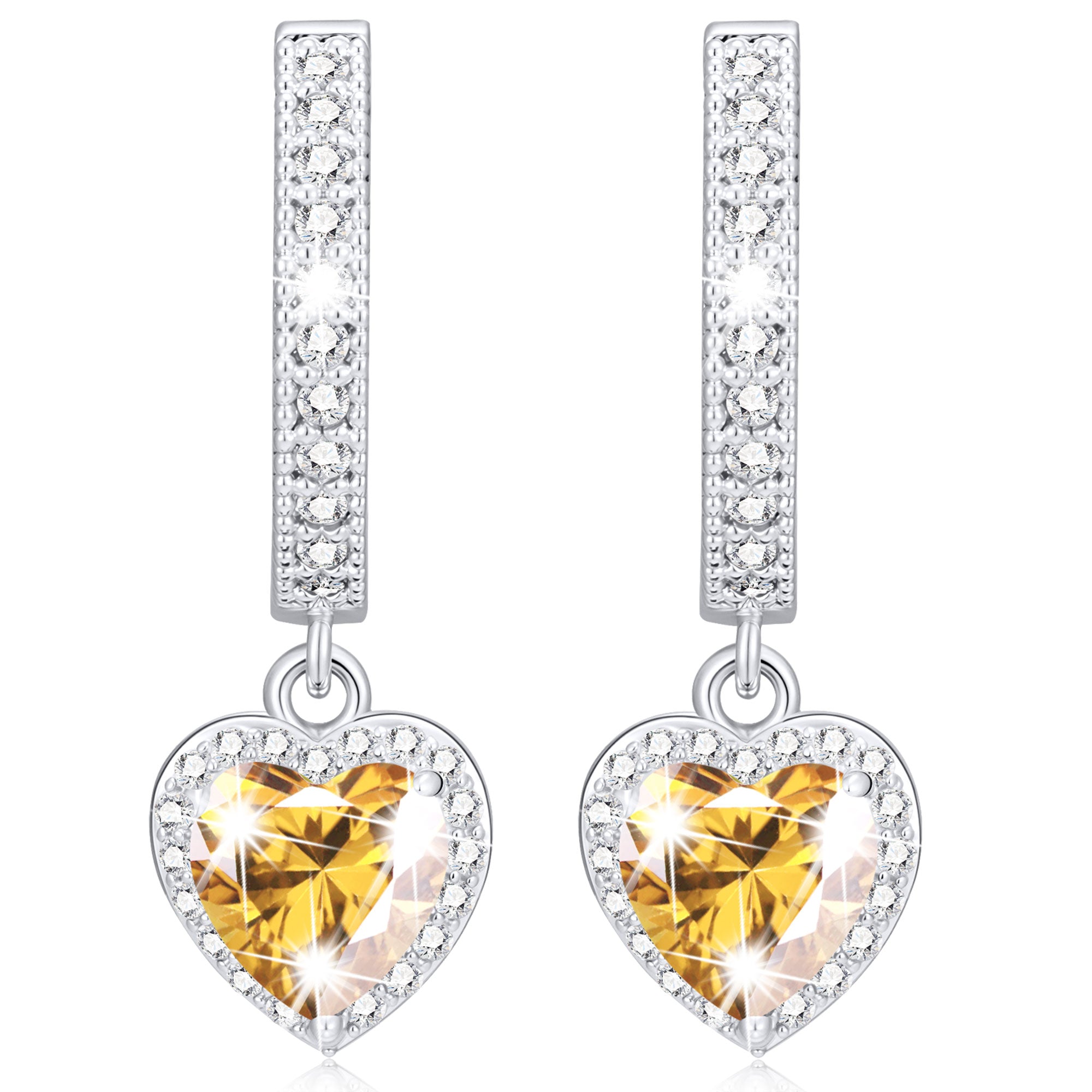 November Love Heart Birthstone Earrings-S
