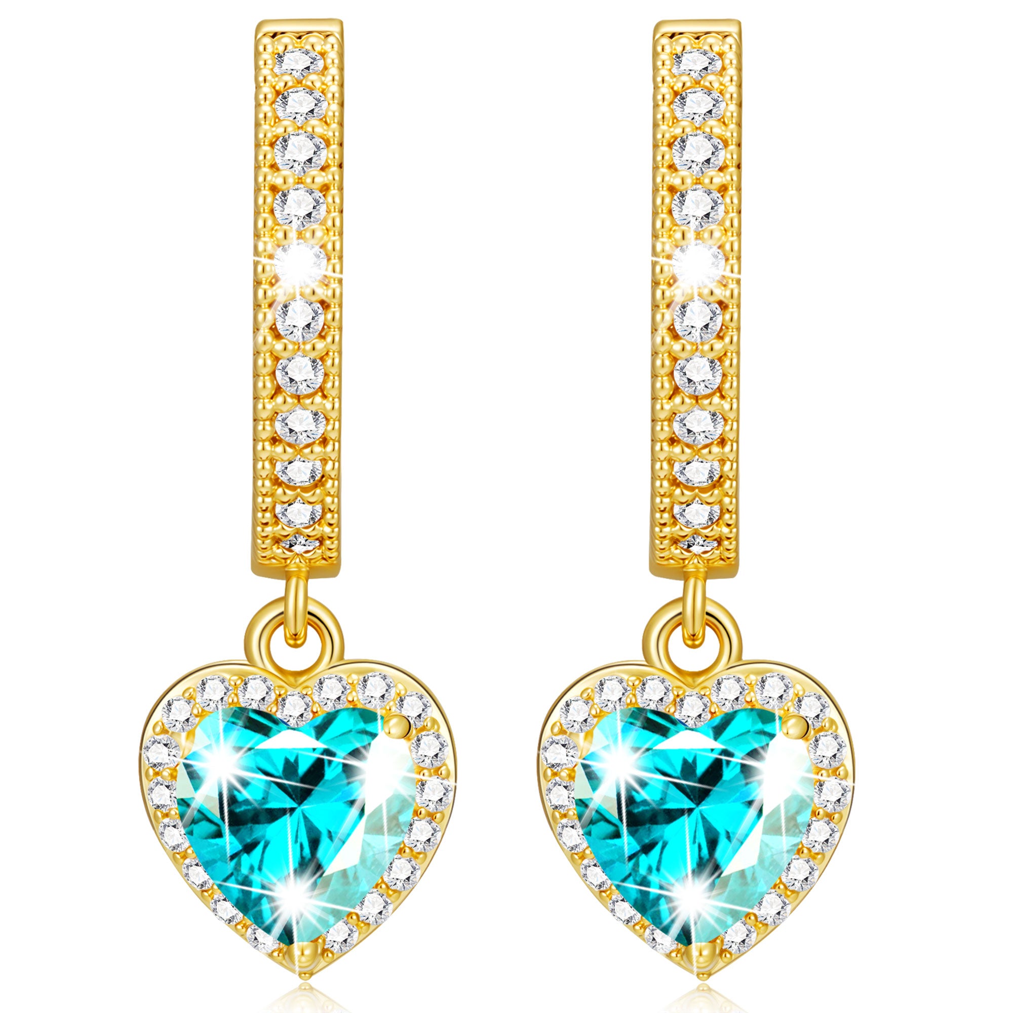 December Love Heart Birthstone Earrings-G