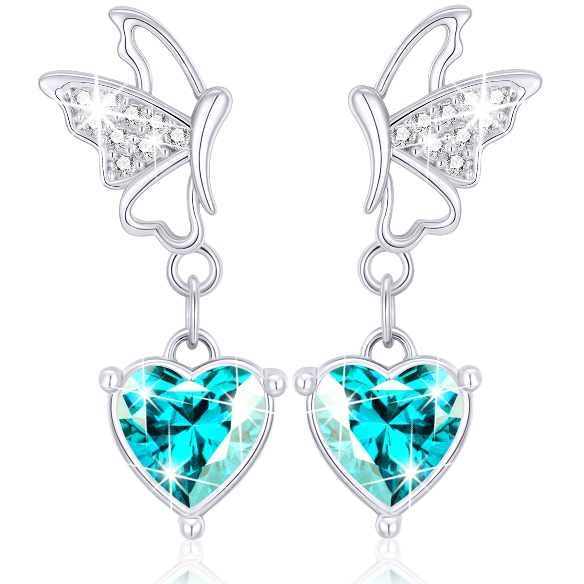 December Butterfly Heart Earrings-S