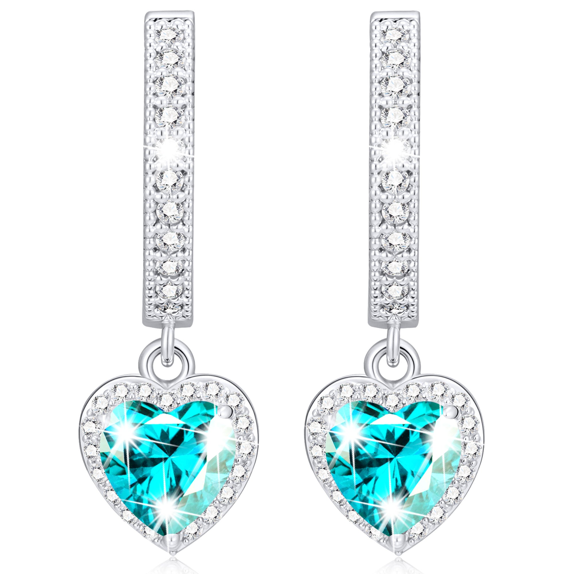 December Love Heart Birthstone Earrings-S