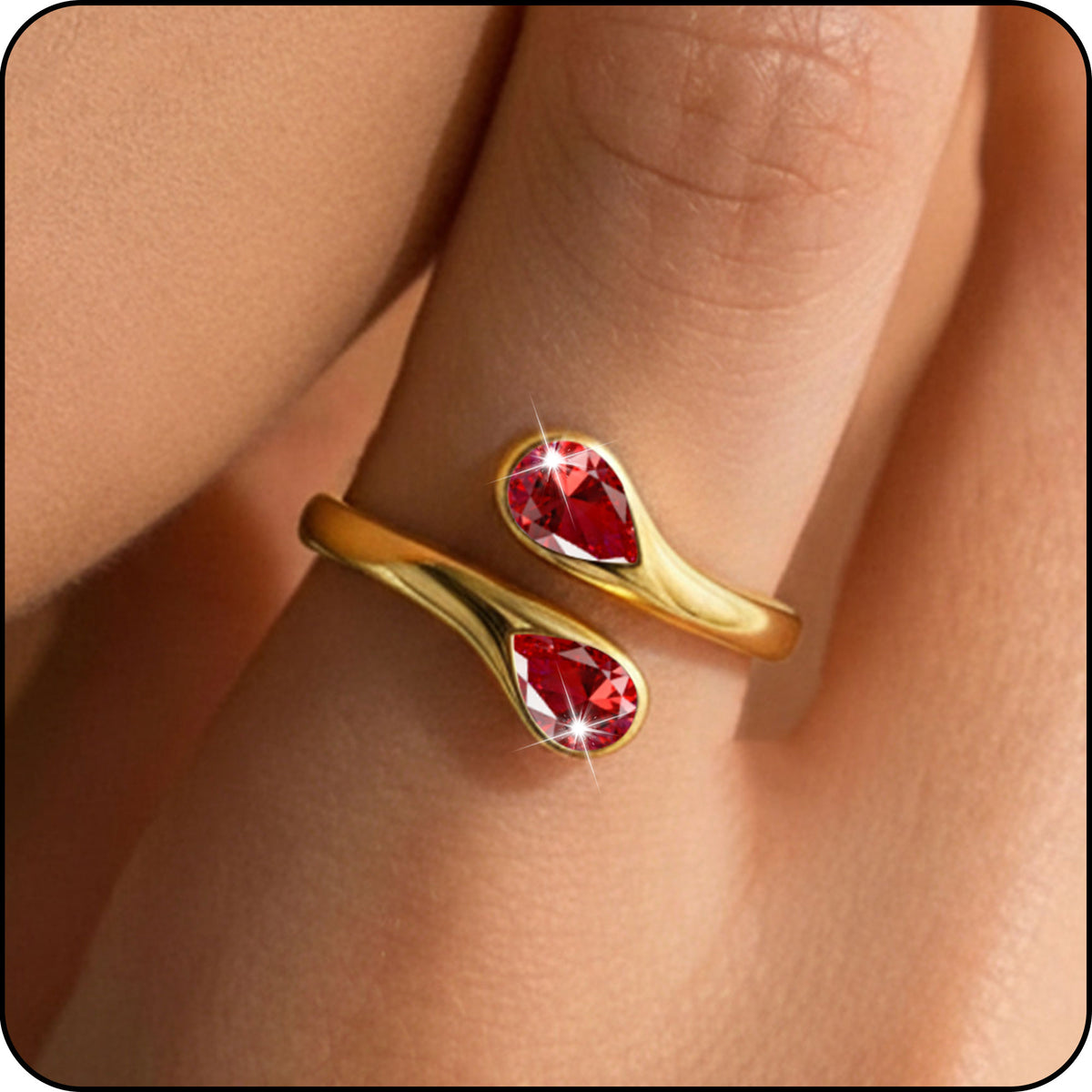 LUNVKY 18K Gold Plated Rings for Women Stackable Adjustable Non Tarnish Knuckle CZ January Birthstone Ring with Red Garnet Wedding Birthday Graduation Jewelry Gifts Teen Mom Her Adult Wife Ideas