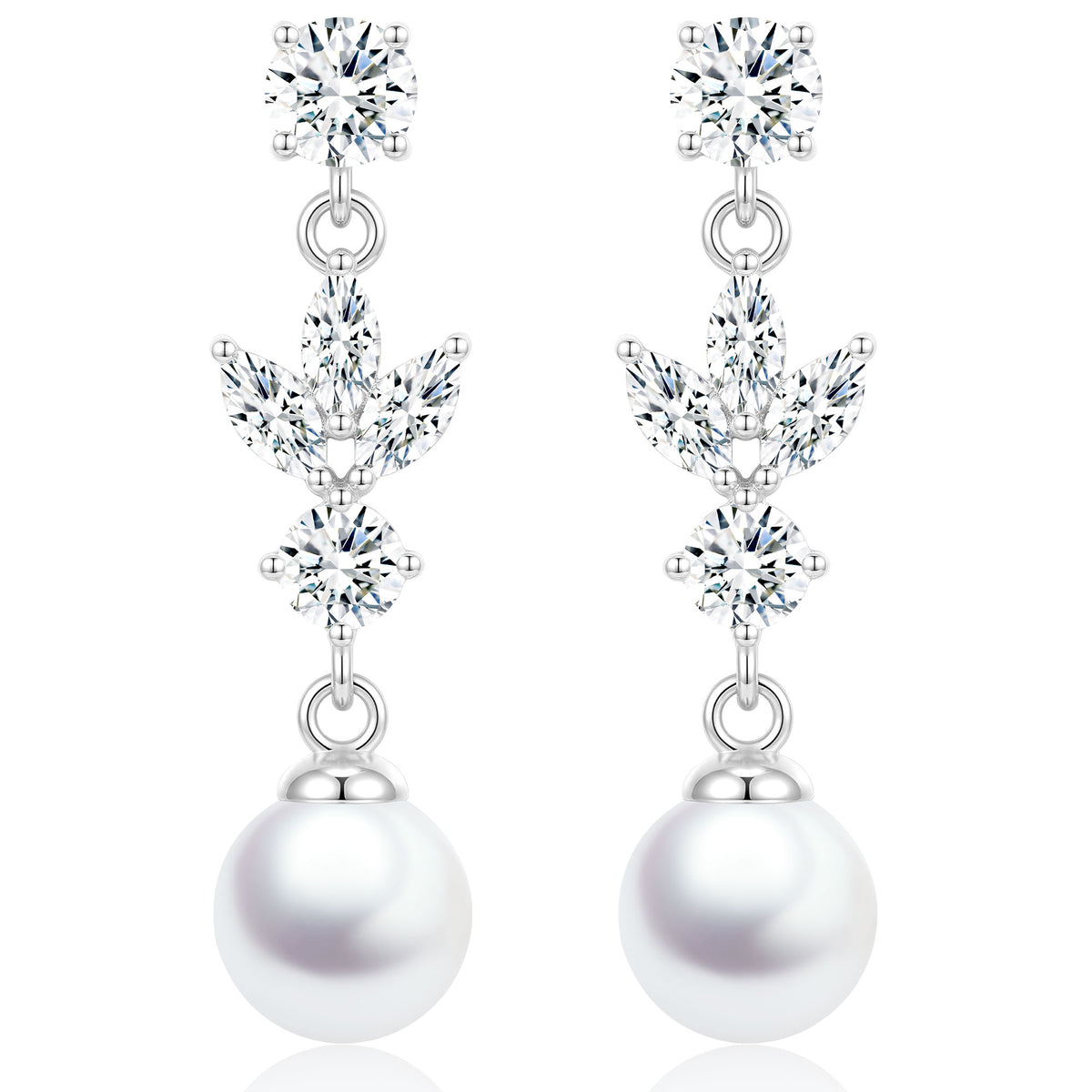 APSVO 18K White Gold Plated Drop Earrings for Women S925 Sterling Silver Post Hypoallergenic Dangle Earrings Wedding Birthday Mothers Day Jewelry Gifts Teen Mom Bride Bridesmaid Girlfriend Wife Age