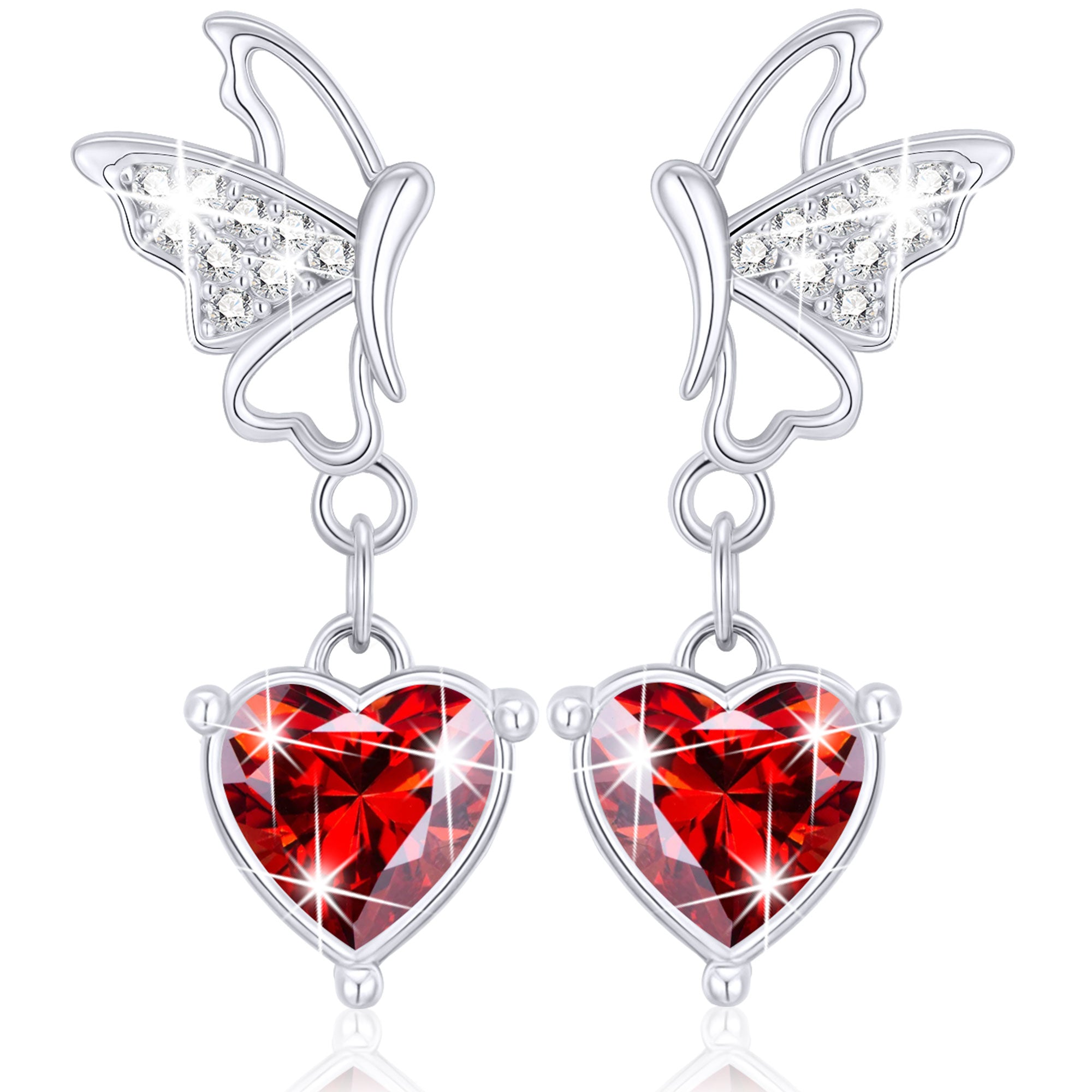 January Butterfly Heart Earrings-S