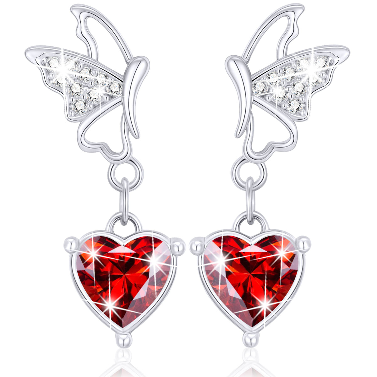 January Butterfly Heart Earrings-S