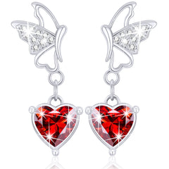 January Butterfly Heart Earrings-S