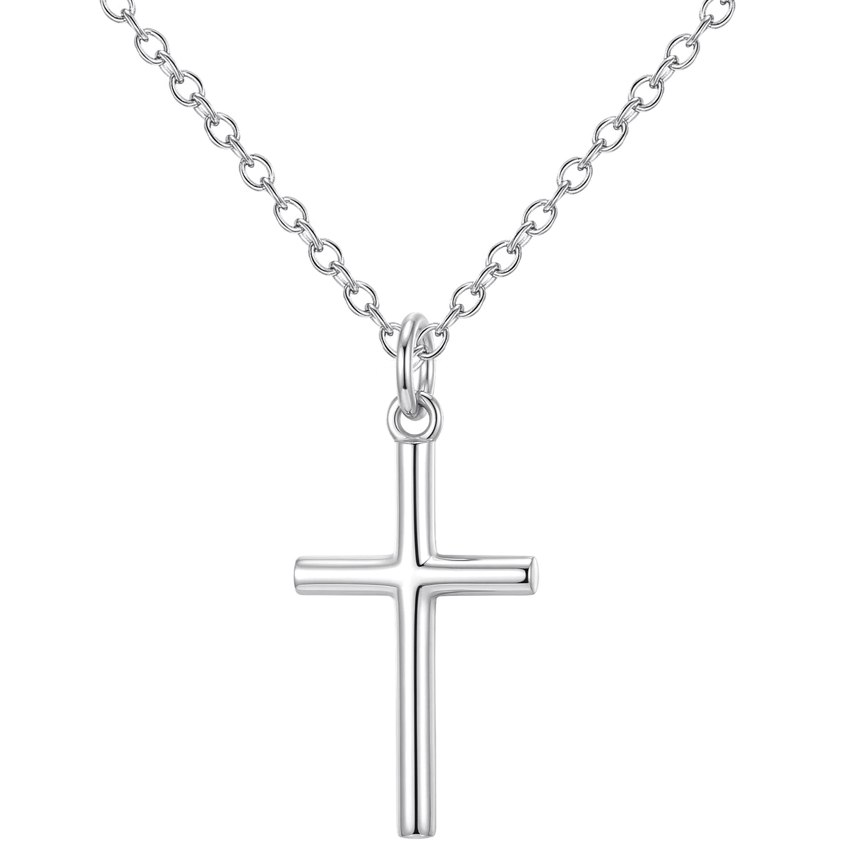 APSVO S925 Sterling Silver Plated Cross Necklaces for Women Girls Cross Pendant Chain Catholic Religious Christian Birthday Graduation Jewelry Gifts Teen Her Adults Mom Wife Daughter Kids Age Ideas
