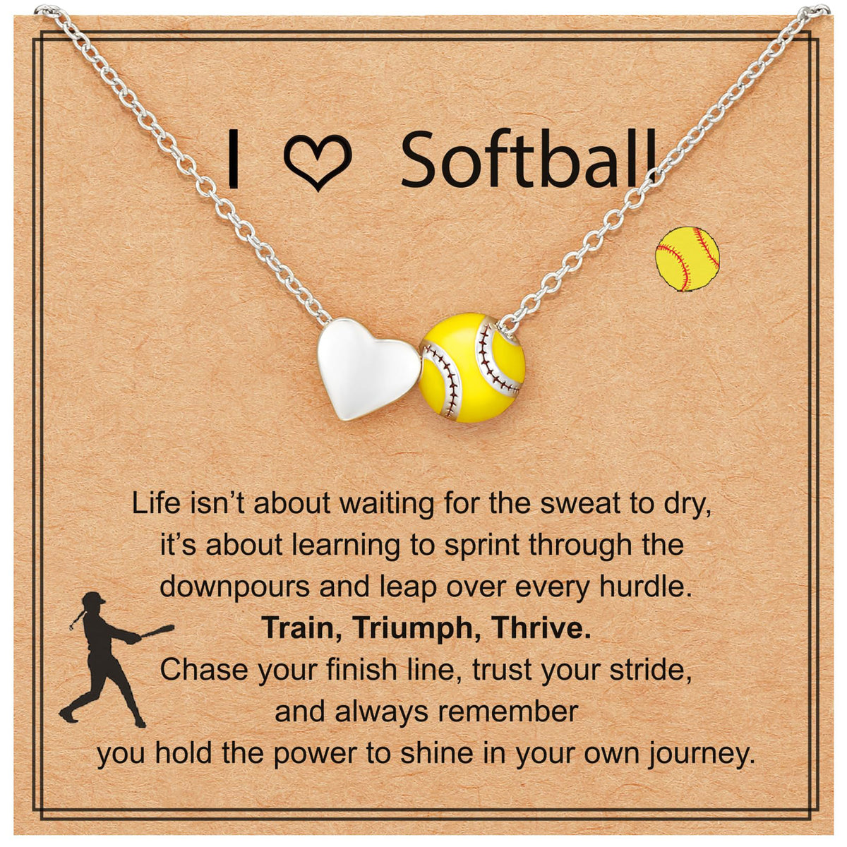 APSVO 18K White Gold Plated Softball Love Heart Necklaces for Women Mom Stuff Accessory Birthday Graduation Mothers Day Jewelry Gifts Teen Her Adults Coach Player Team Game Day Sports Athlete