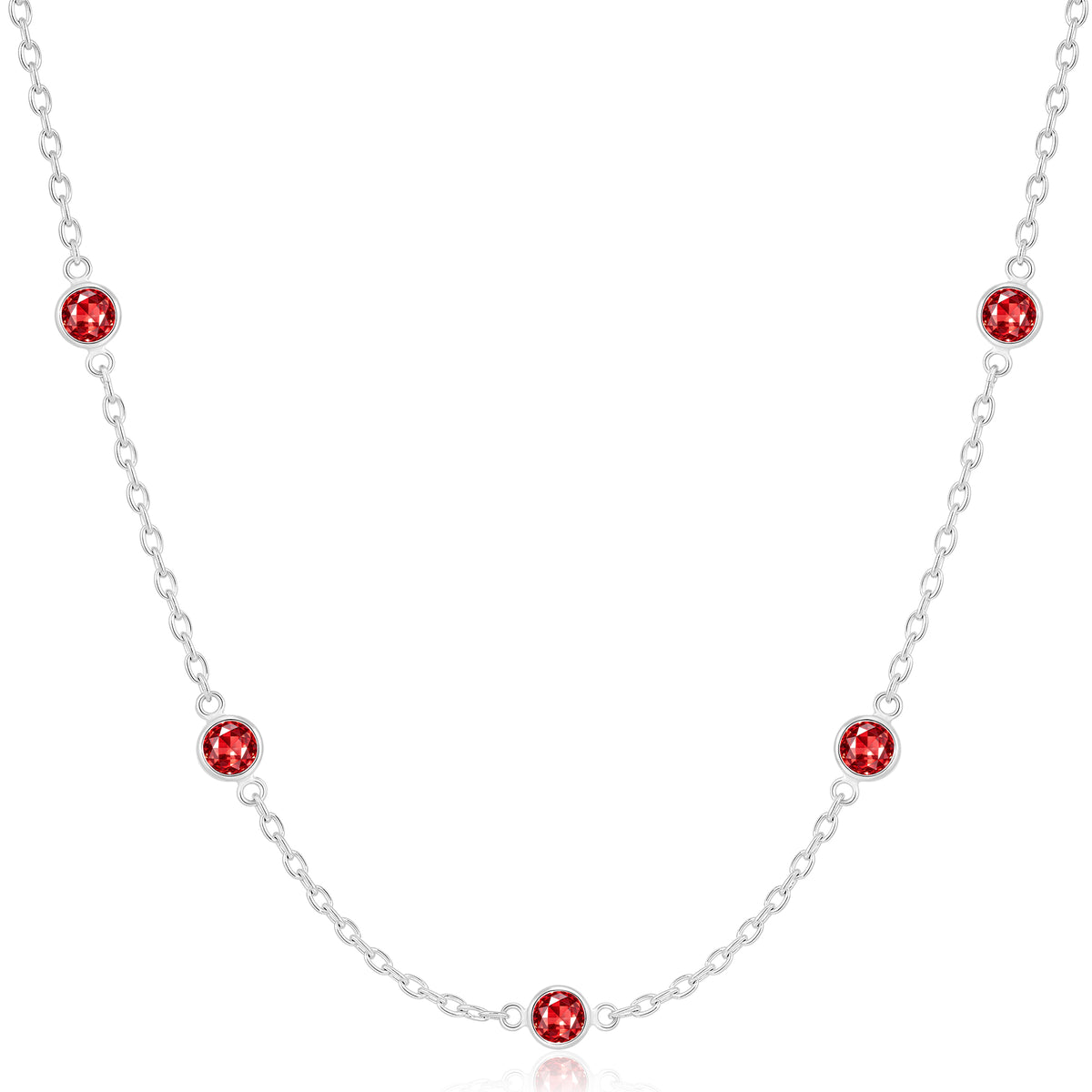 APSVO S925 Sterling Silver Plated Choker Necklaces for Women CZ January Birthstone Chain with Red Garnet Birthday Graduation Prom Summer Fashion Jewelry Gifts Teen Mom Her Adults Wife Age Ideas