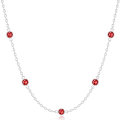 APSVO S925 Sterling Silver Plated Choker Necklaces for Women CZ January Birthstone Chain with Red Garnet Birthday Graduation Prom Summer Fashion Jewelry Gifts Teen Mom Her Adults Wife Age Ideas