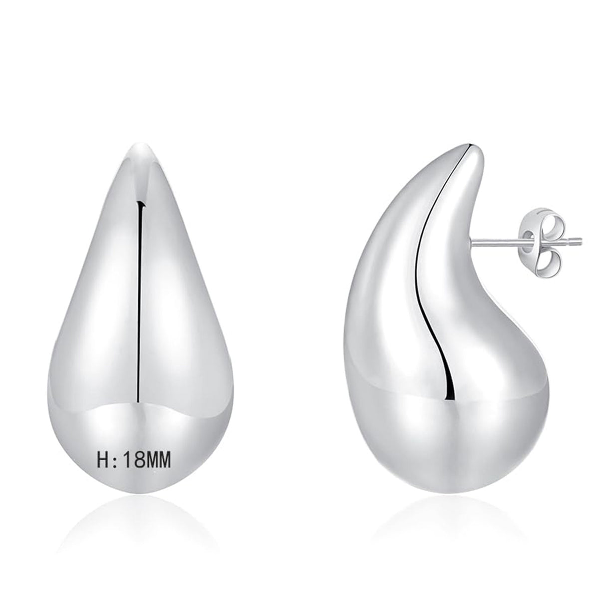 APSVO 18K White Gold Plated Hoop Earrings for Women S925 Sterling Silver Post Chunky Waterdrop Hypoallergenic Earrings Birthday Mothers Day Jewelry Gifts Teen Mom Ideas