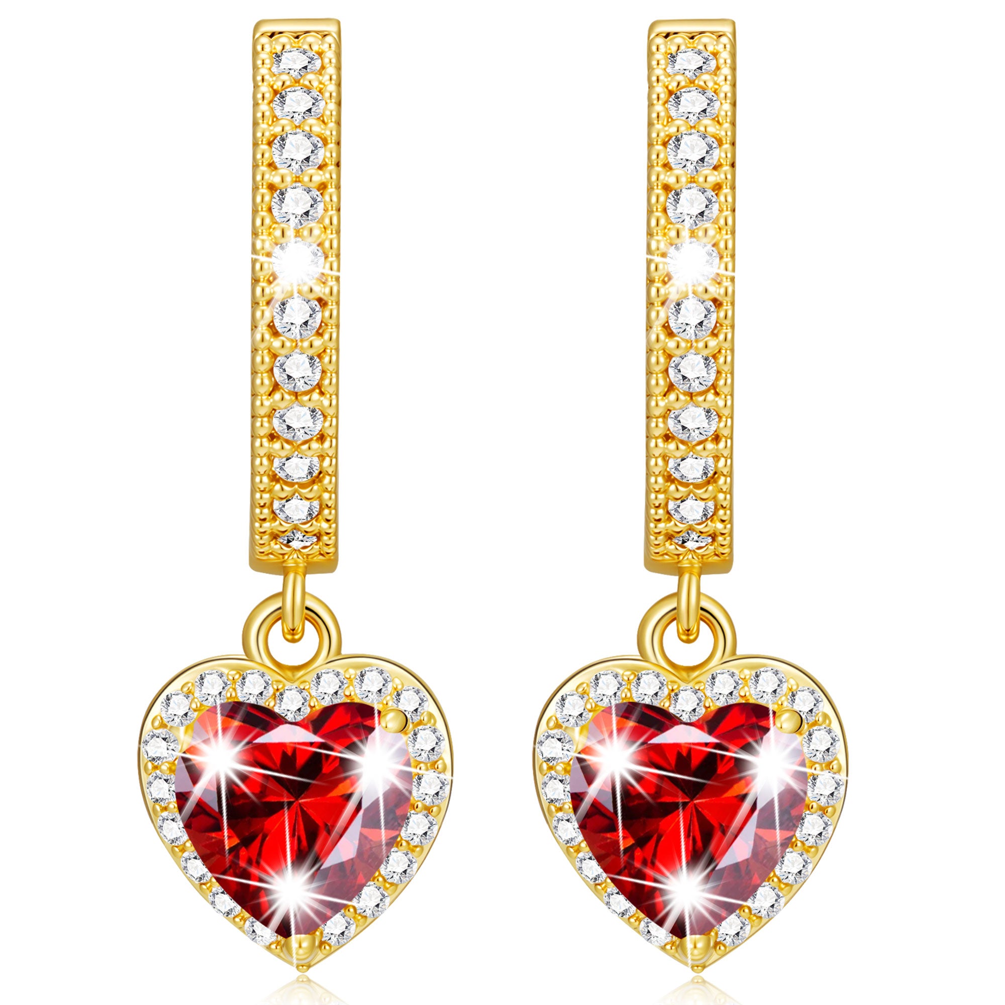January Love Heart Birthstone Earrings-G