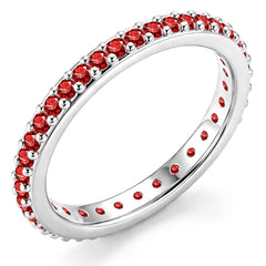 APSVO S925 Sterling Silver Plated Rings for Women CZ January Birthstone Ring with Red Garnet Eternity Promise Band Birthday Graduation Mothers Day Jewelry Gifts Teen Mom Her Wife Ideas
