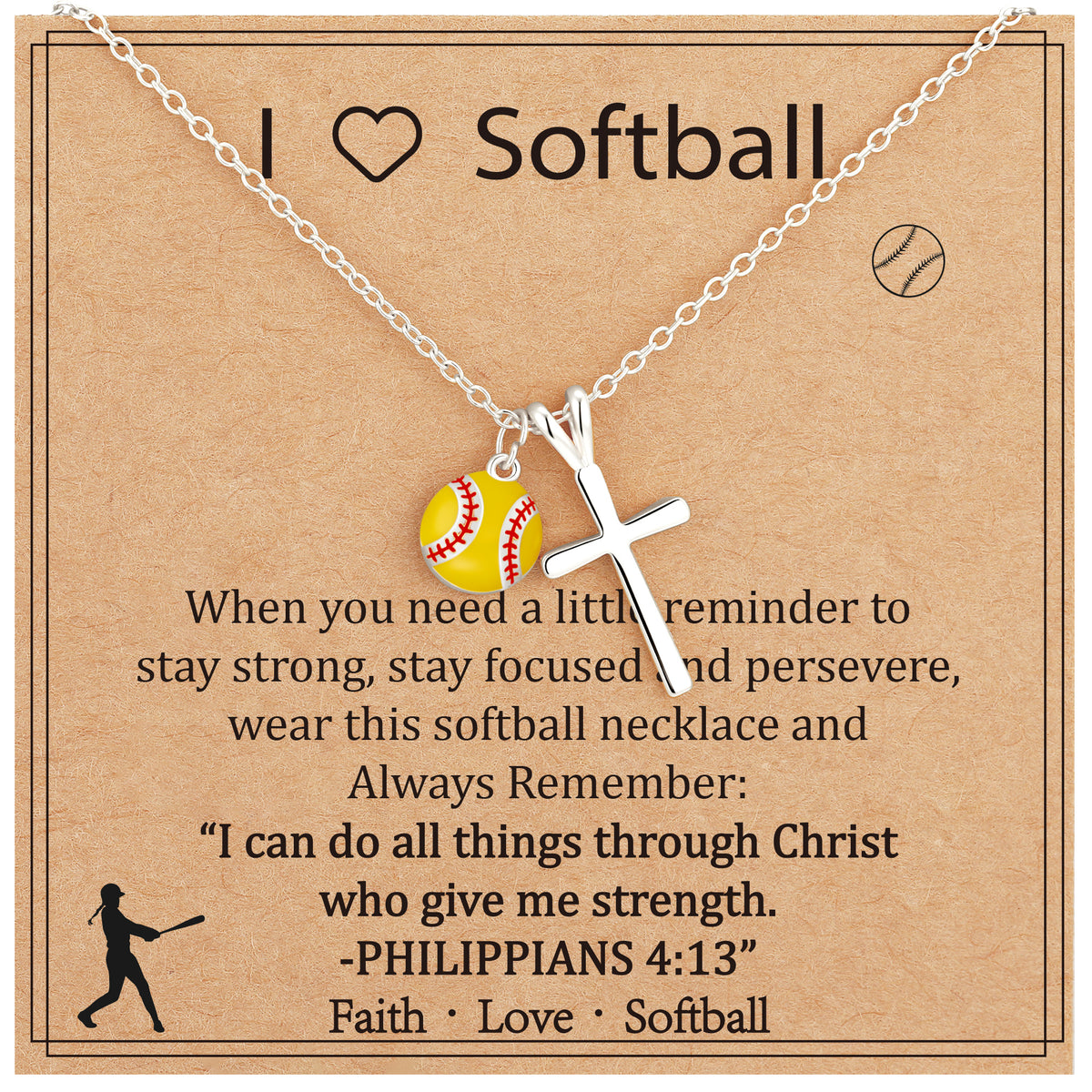 APSVO Softball Cross Necklaces for Women Pendant Chain Jewelry Gifts Teen Her