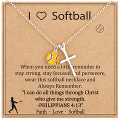 APSVO Softball Cross Necklaces for Women Pendant Chain Jewelry Gifts Teen Her