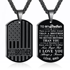 APSVO Black Dog Tag Necklaces for Men Boys to My Brother Gifts from Brother American Flag Pendant Chain Religious Birthday Christmas Jewelry Gifts Teen Tween Preteen Adults Stocking Stuffers for Kids