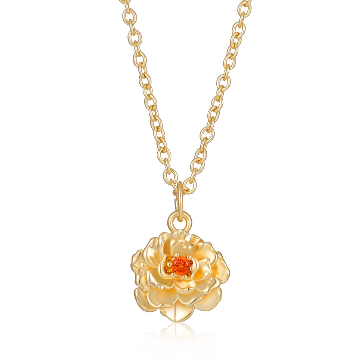 APSVO 18K Gold Plated Flower Necklaces for Women Carnation Pendant Chain January Birthday Valentines Day Jewelry Gifts Teen Mom Wife Girlfriend Tween Female Lady Adults Ideas