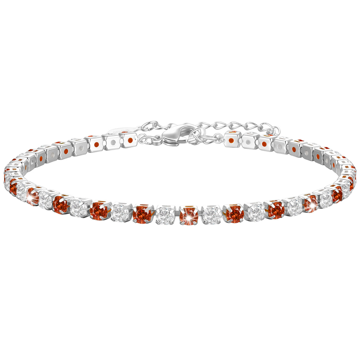 LUNVKY S925 Sterling Silver Plated Tennis Bracelets for Women Girls CZ January Birthstone Bracelets with Red Garnet Birthday Graduation Jewelry Gifts Teen Mom Her Adult Wife Kids Ideas