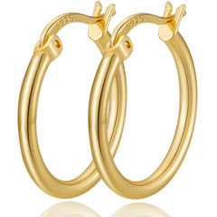 LUNVKY 18K Gold Plated Hoop Earrings for Women Big Large Chunky Post Lightweight Hypoallergenic Earrings Birthday Graduation Jewelry Gifts Teen Her Mom Girlfriend Wife Adults Ideas 20MM