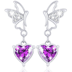 February Butterfly Heart Earrings-S