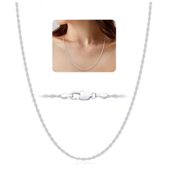 APSVO S925 Sterling Silver Plated Chains for Women 1.5mm/2mm Non-tarnish Rope Necklace Birthday Graduation Jewelry Gifts Her Ideas Girlfriend Female Wife Mom Teen 14/16/18/20/22/24 Inch