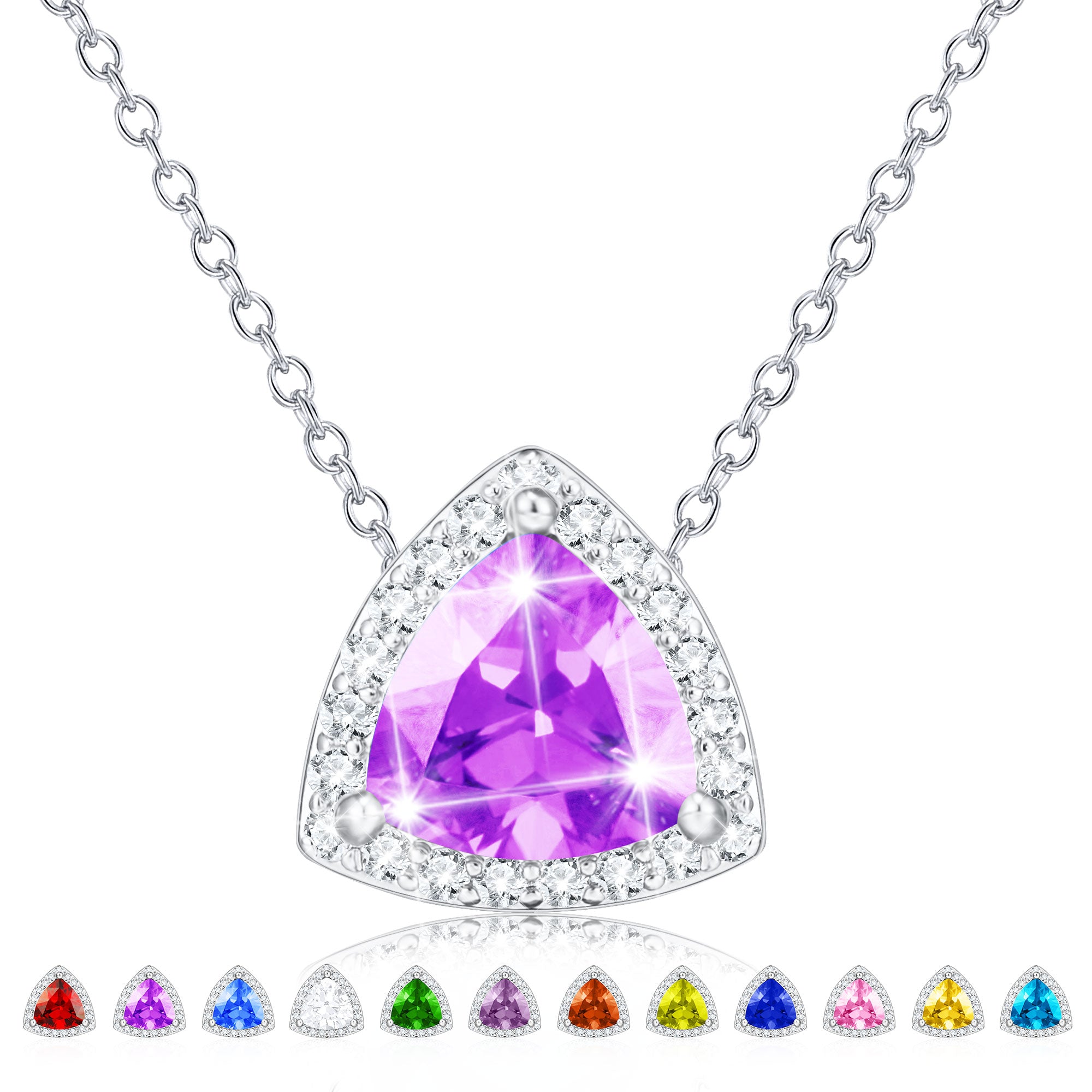 February Triangle Necklace-S