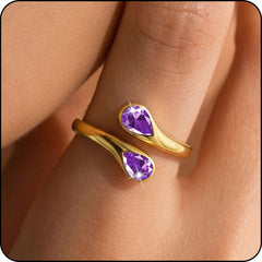 LUNVKY 18K Gold Plated Rings for Women Stackable Adjustable Non Tarnish Knuckle CZ January Birthstone Ring with Red Garnet Wedding Birthday Graduation Jewelry Gifts Teen Mom Her Adult Wife Ideas