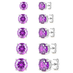 APSVO 5 Pairs 18K White Gold Plated Stud Earrings for Women S925 Sterling Silver Post January Birthstone Earrings Set with Red Garnet Birthday Mother's Day Jewelry Gifts Mom Wife Age Ideas