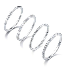 LUNVKY 4PCS 18K Gold Plated Rings for Women Non Tarnish Knuckle Dainty Fashion CZ Ring Pinky Thin Thumb Stackable Ring Set Birthday Valentines Day Jewelry Gifts Teen Girlfriend Wife Her Age Ideas