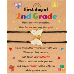 LUNVKY First Day of 1st Grade Back to School Jewelry Gifts for Matching Butterfly Mother Daughter Bracelet Set Supplies Stuff Accessory Ideas 6 Year Old Daughter Granddaughter Age