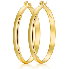 LUNVKY 18K Gold Plated Hoop Earrings for Women Lightweight Hypoallergenic Large Big Chunky Post Earrings 30mm Earrings Birthday Valentines Day Jewelry Gifts Teen Girlfriend Wife Her Female Age Ideas