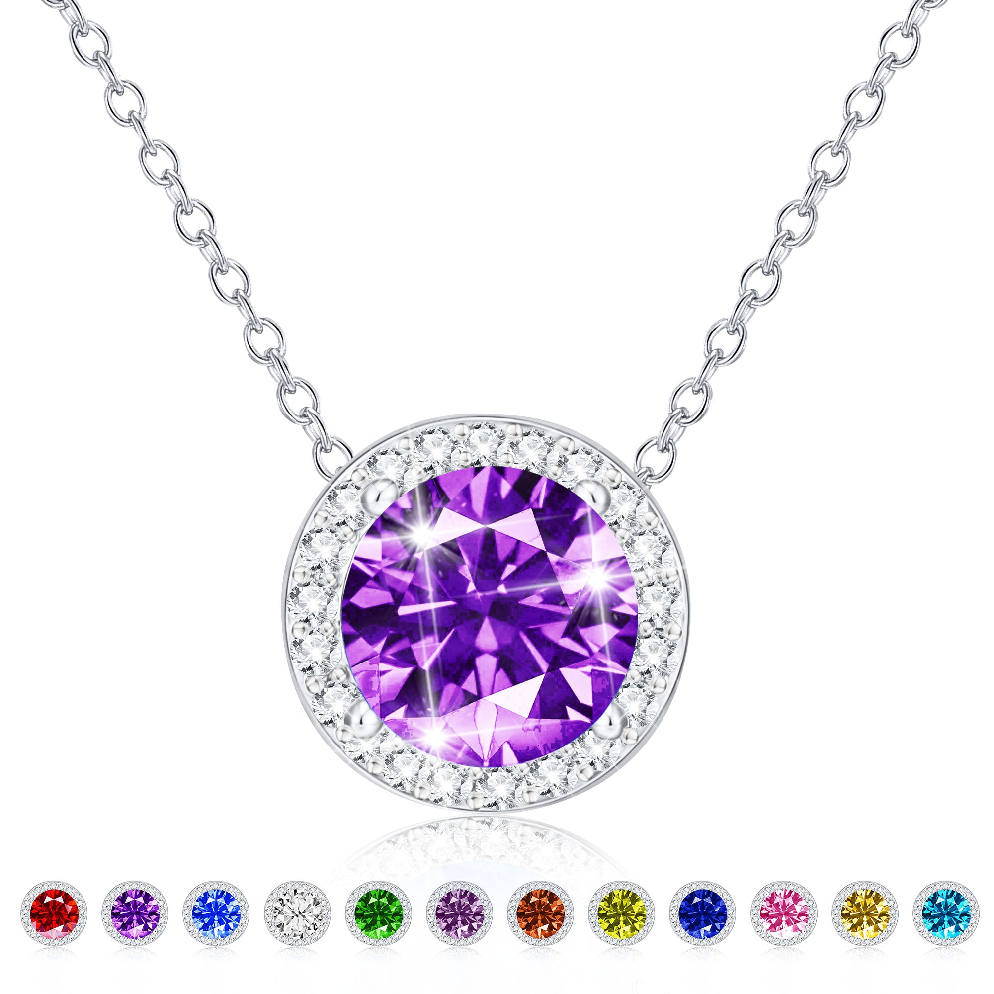 February Round Necklace-S