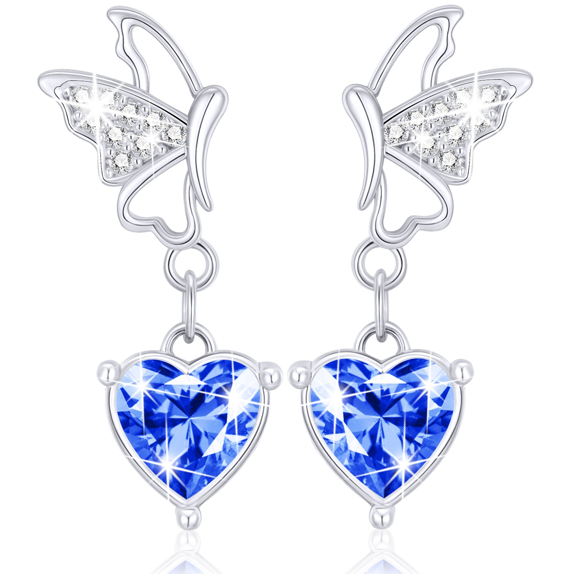 March Butterfly Heart Earrings-S