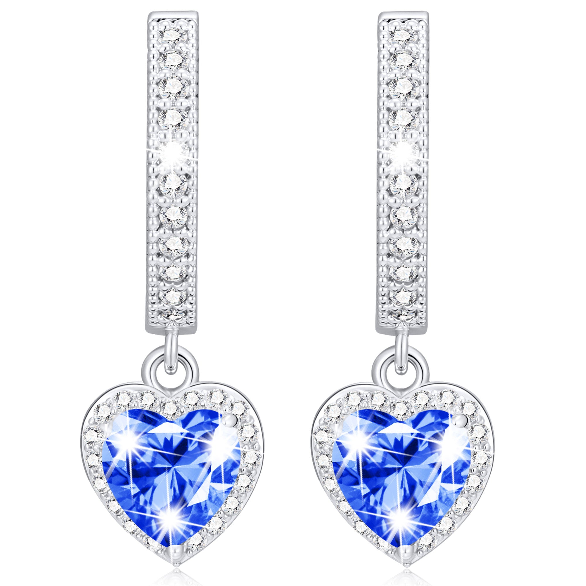 March Love Heart Birthstone Earrings-S