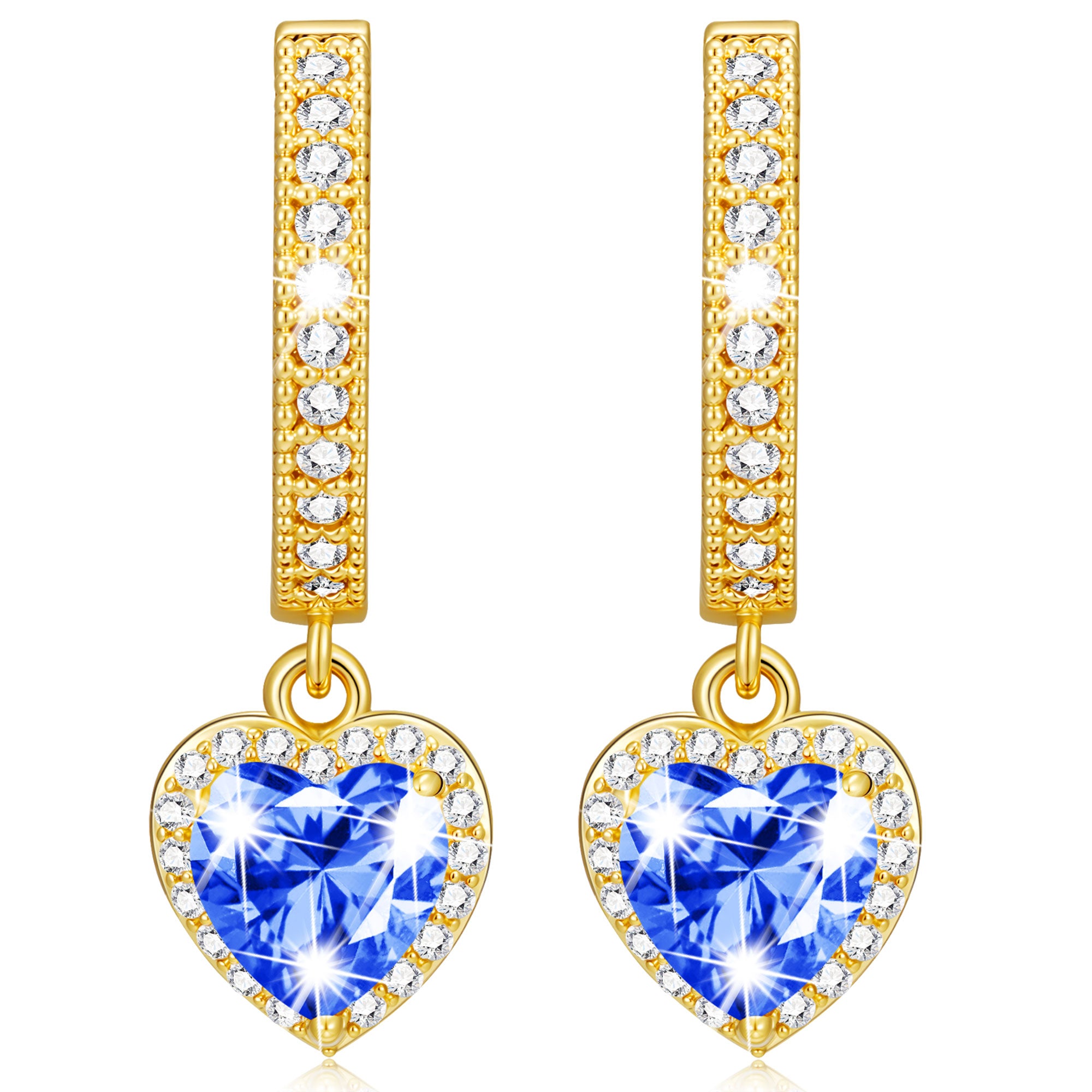 March Love Heart Birthstone Earrings-G