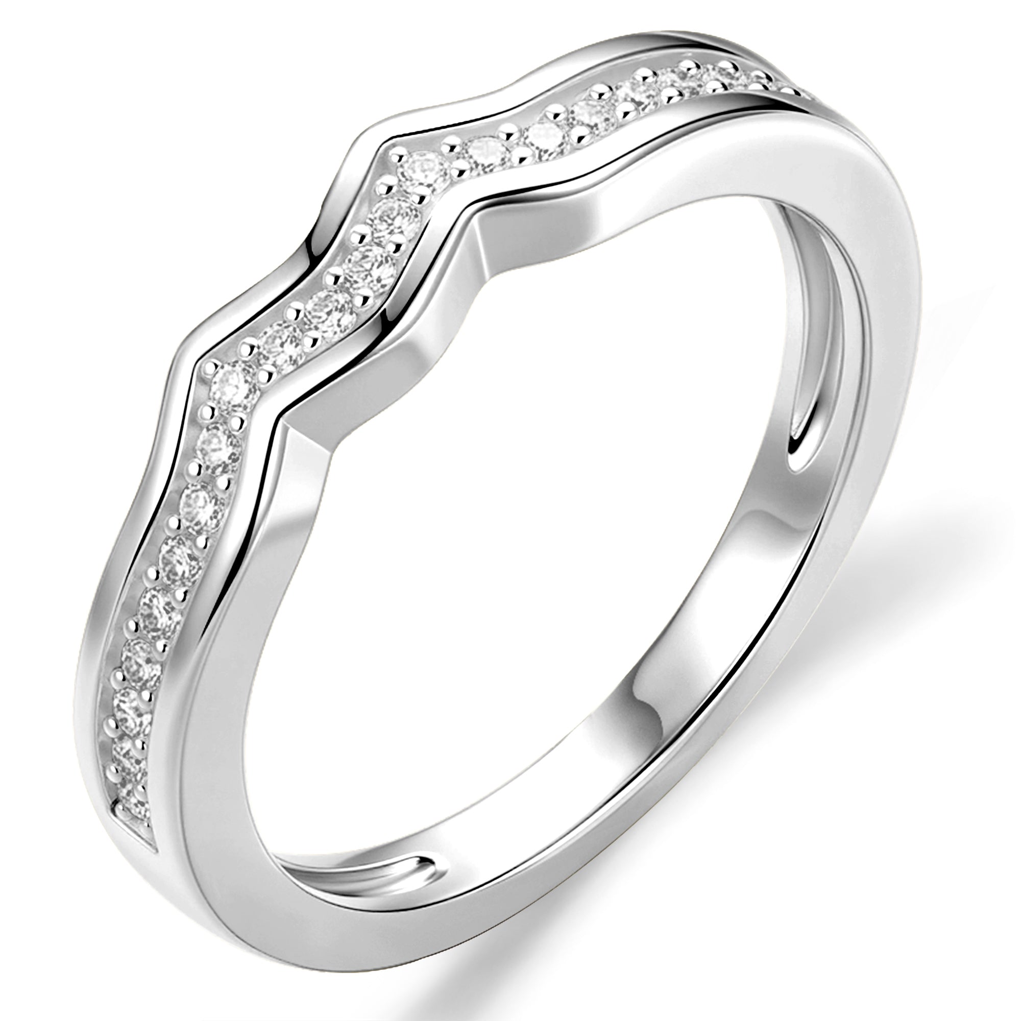 CZ Silver Wave Ring-11