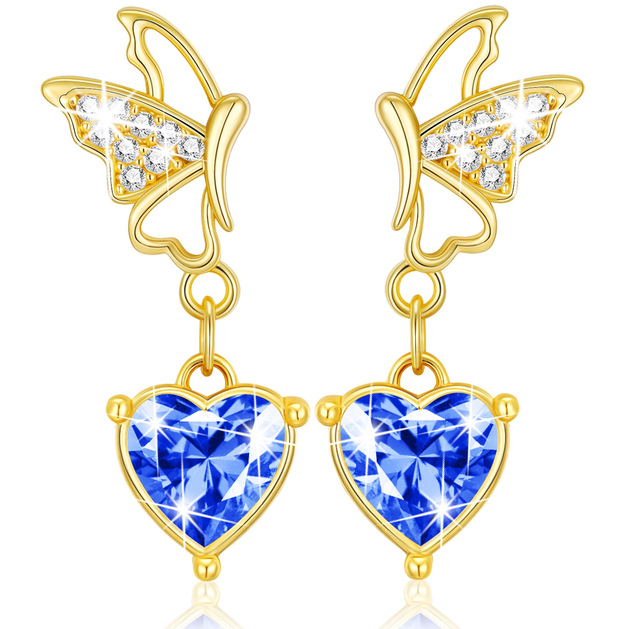 March Butterfly Heart Earrings-G