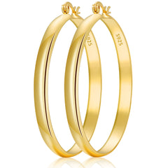 LUNVKY 18K Gold Plated Hoop Earrings for Women Lightweight Hypoallergenic Large Big Chunky Post Earrings 30mm Earrings Birthday Valentines Day Jewelry Gifts Teen Girlfriend Wife Her Female Age Ideas