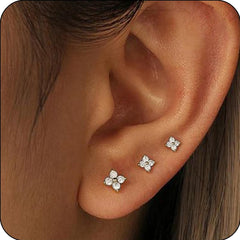 LUNVKY 3 Pairs Round Stud Earrings for Women Small Cartilage S925 Sterling Silver Post Hypoallergenic Earring Sets for Multiple Piercing Birthday Valentines Day Jewelry Gifts Teen Girlfriend Wife Her