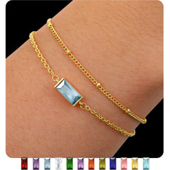 LUNVKY 2 Pcs 18K Gold Plated Bracelets for Women Girls Stackable Layered CZ January Birthstone Bracelets with Red Garnet Birthday Graduation Jewelry Gifts Teen Her Mom Wife Adults Kids Ideas