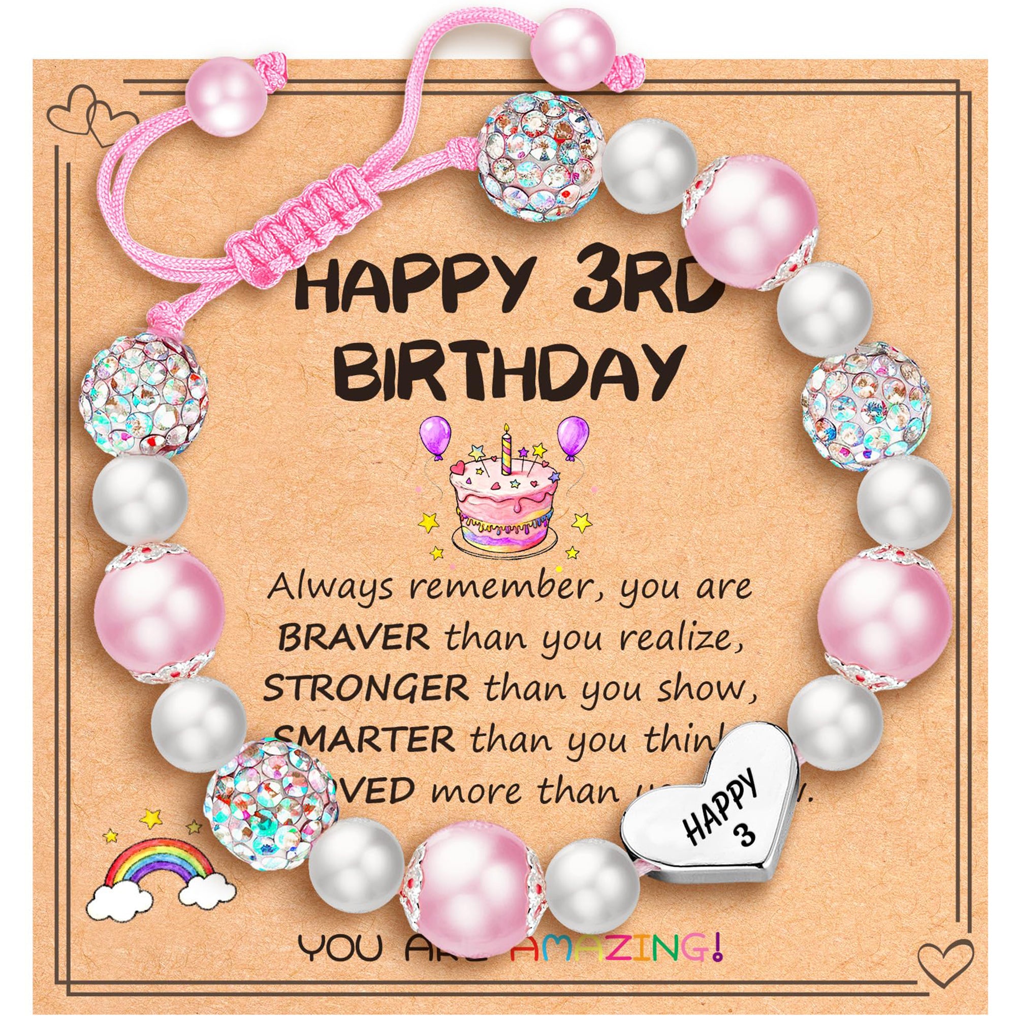 3rd Birthday Beaded Bracelet